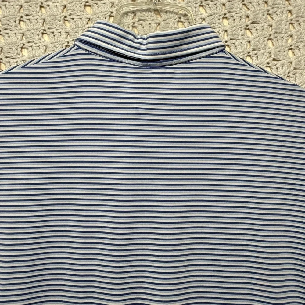 Ralph Lauren RLX Men's Shirt XL Blue White Striped Performance Golf Polo Wicking